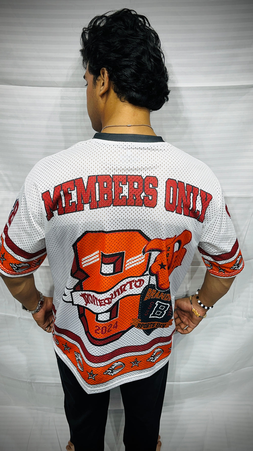 LOSTROL Oversized Mesh Jersey – White & Orange