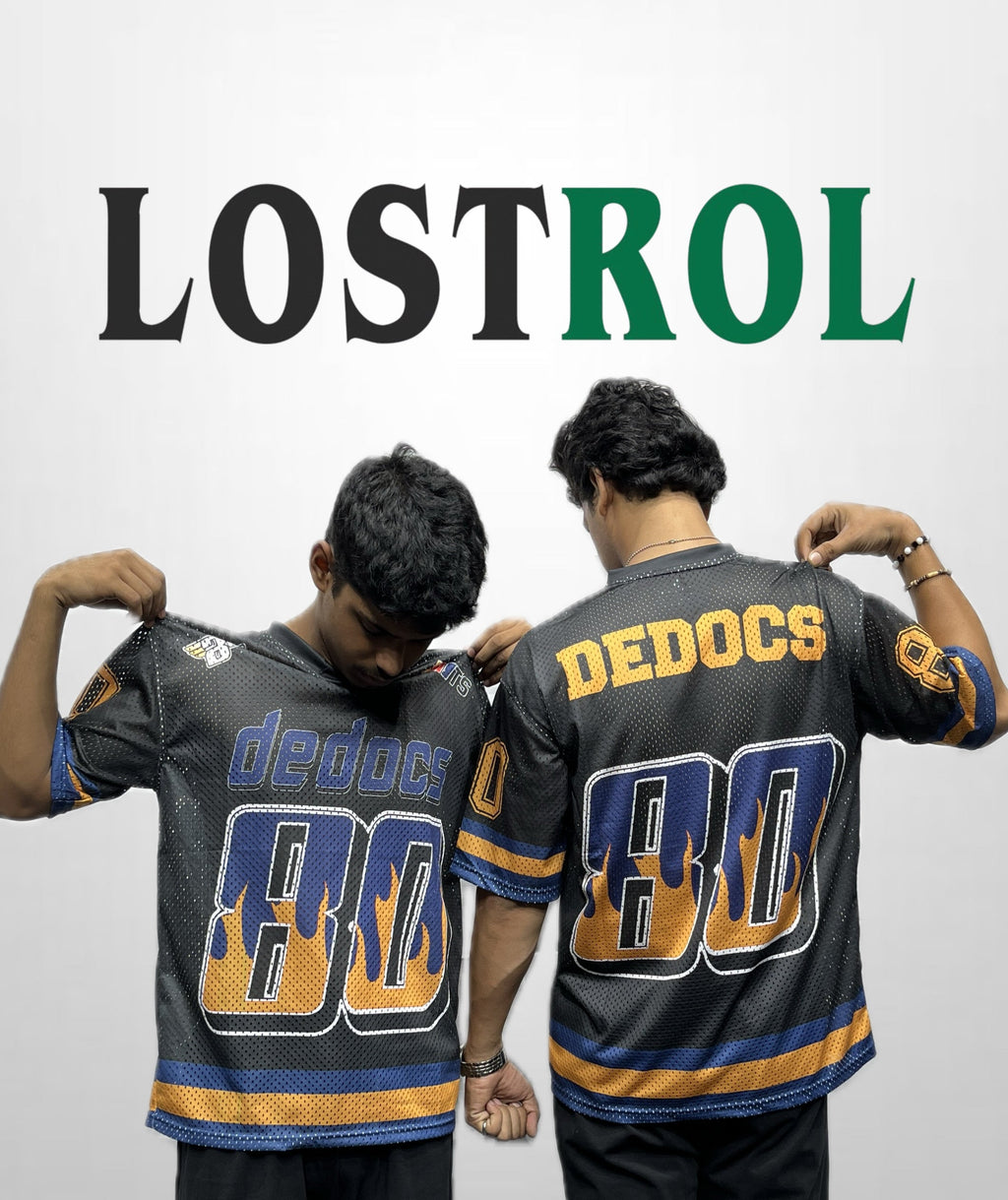 "DEDOCS" Oversized Flame Jersey (Black/Orange)