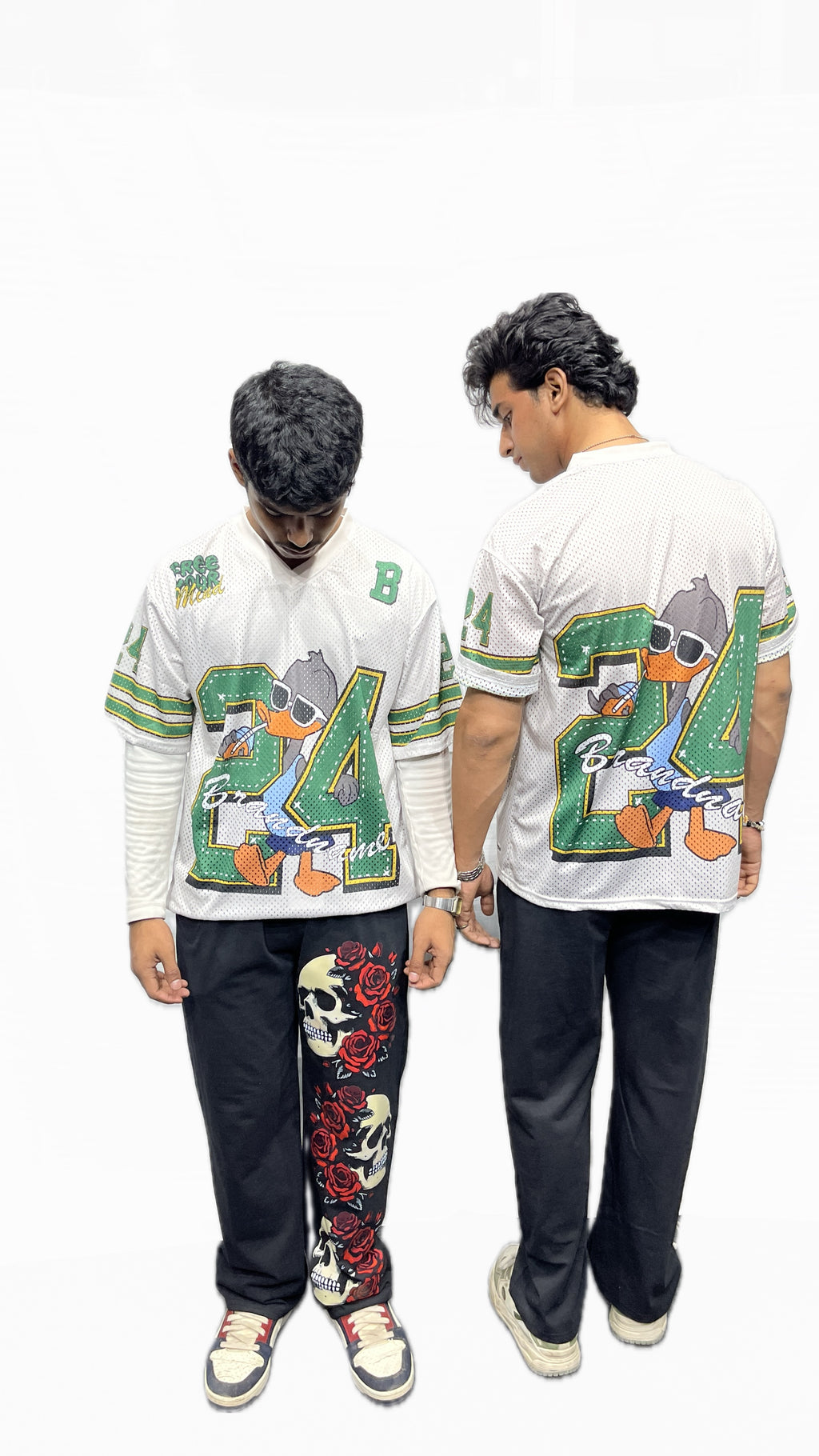 Cartoon Duck 24 Oversized Mesh Jersey (White/Green)
