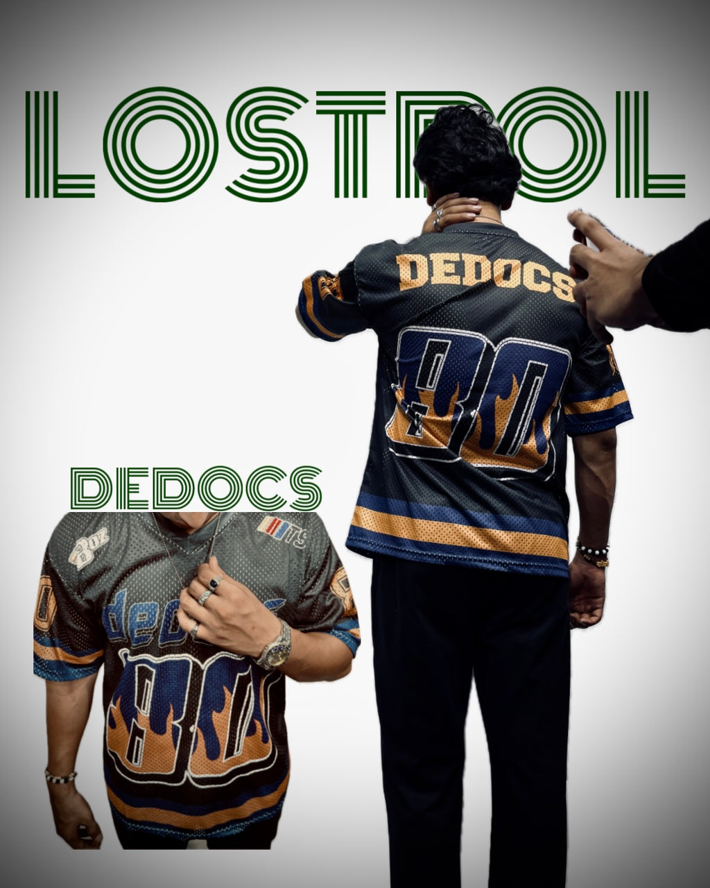 "DEDOCS" Oversized Flame Jersey (Black/Orange)