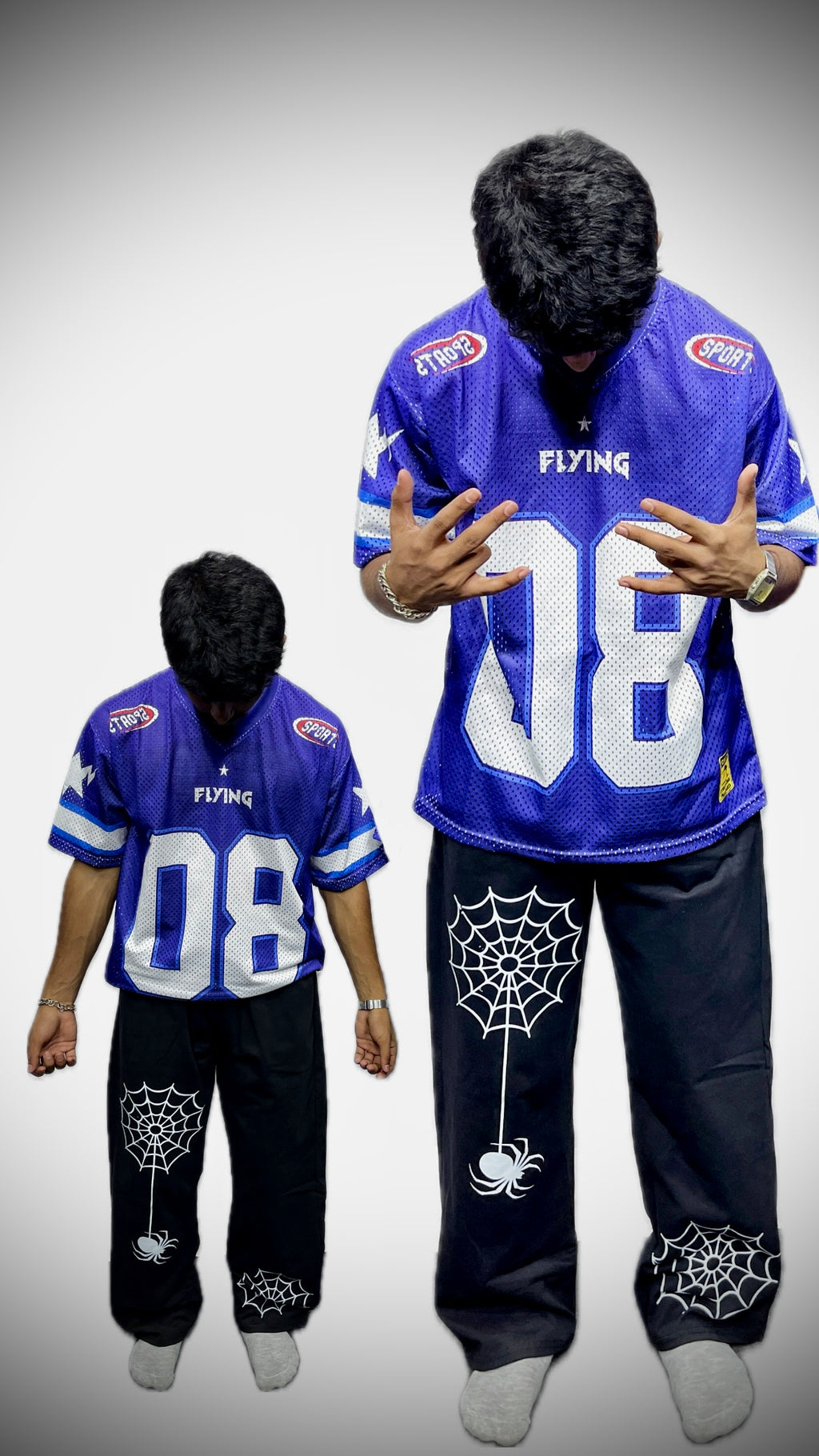 Flying 08 Oversized Streetwear Jersey Royal Blue